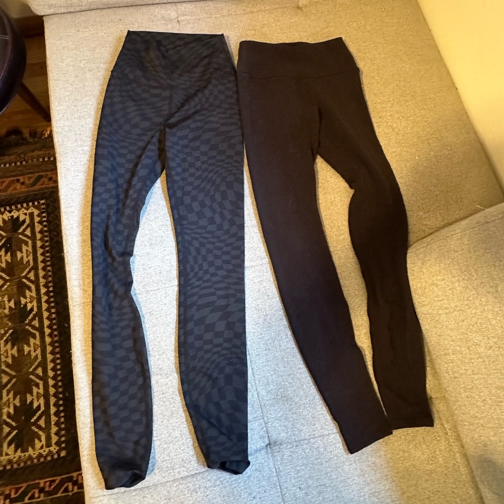 ALO wavy checkered and black cozy thermal black set high waist leggings xxs 0
